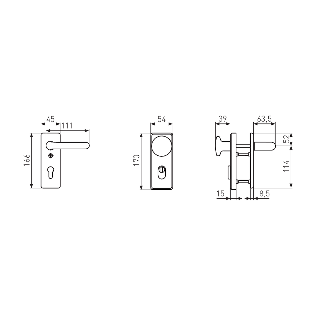 Technische Zeichnung ABUS KKZS700FS mit Maßen