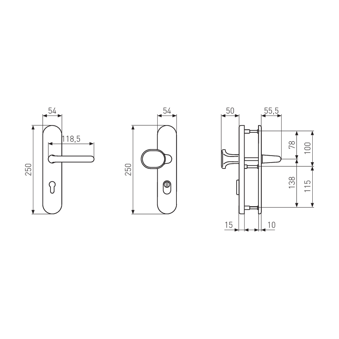 Technische Zeichnung ABUS KLZS714FS mit Maßen