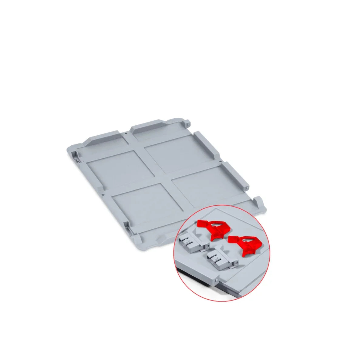 Eurobox Scharnierdeckel mit Schaumstoff 600x400 mm – Verschlüsse rot