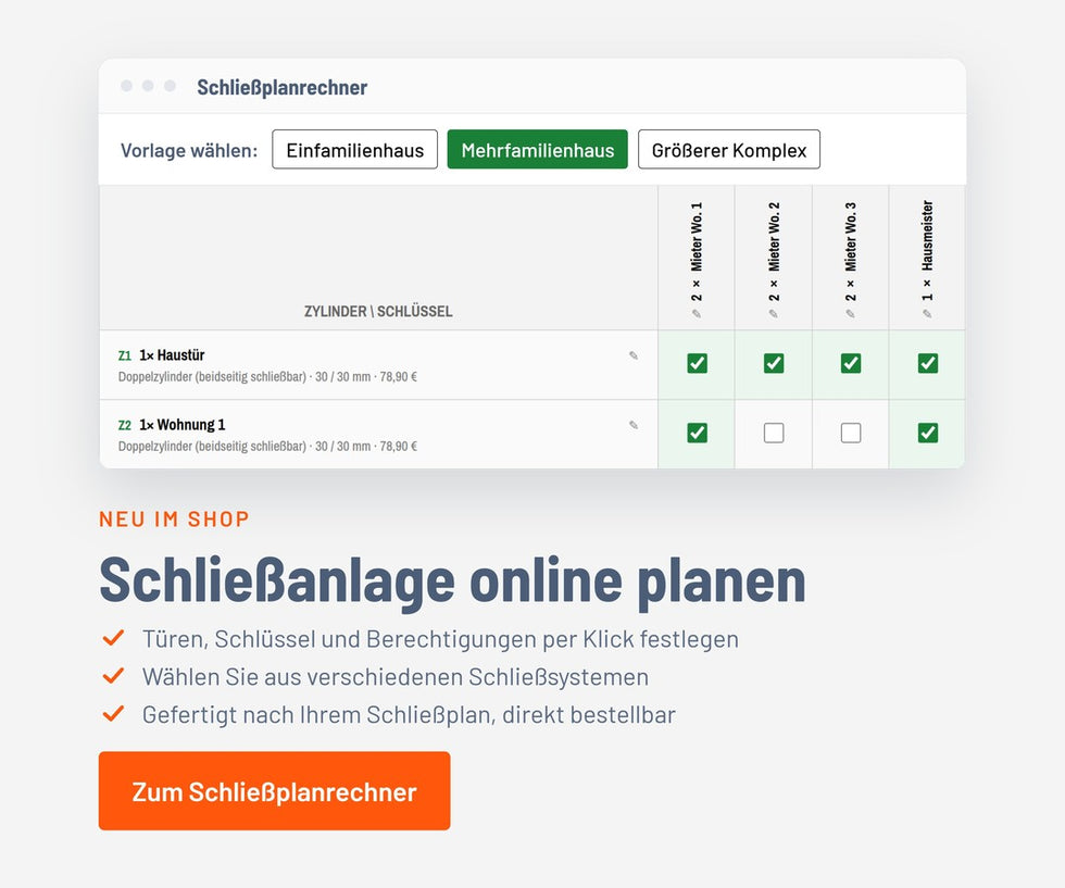 Schließplanrechner: Schließanlage online planen