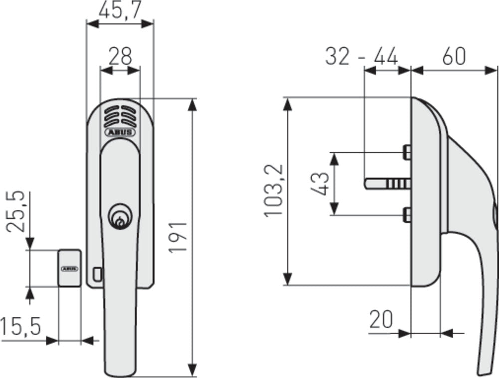 Abschließbarer Fenstergriff FG300A mit Alarmfunktion