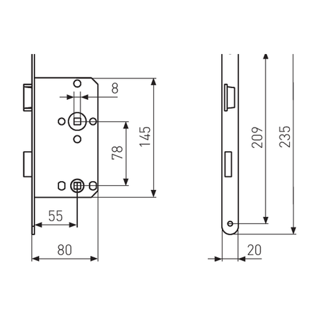 Technische Zeichnung ABUS ES WC runder Stulp