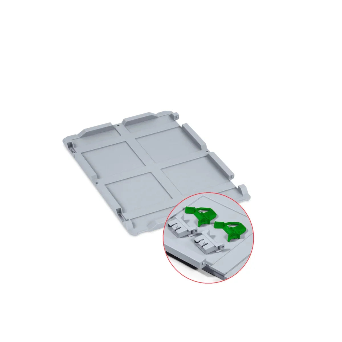 Eurobox Scharnierdeckel mit Schaumstoff 600x400 mm – Verschlüsse grün