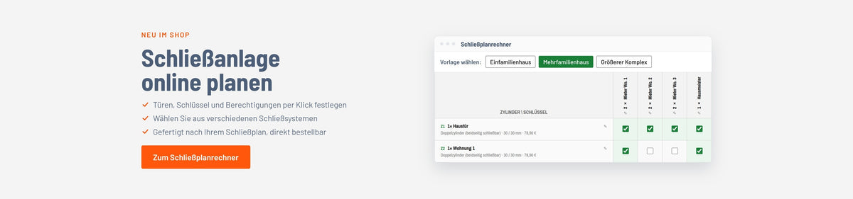 Schließanlage online planen mit dem Schließplanrechner